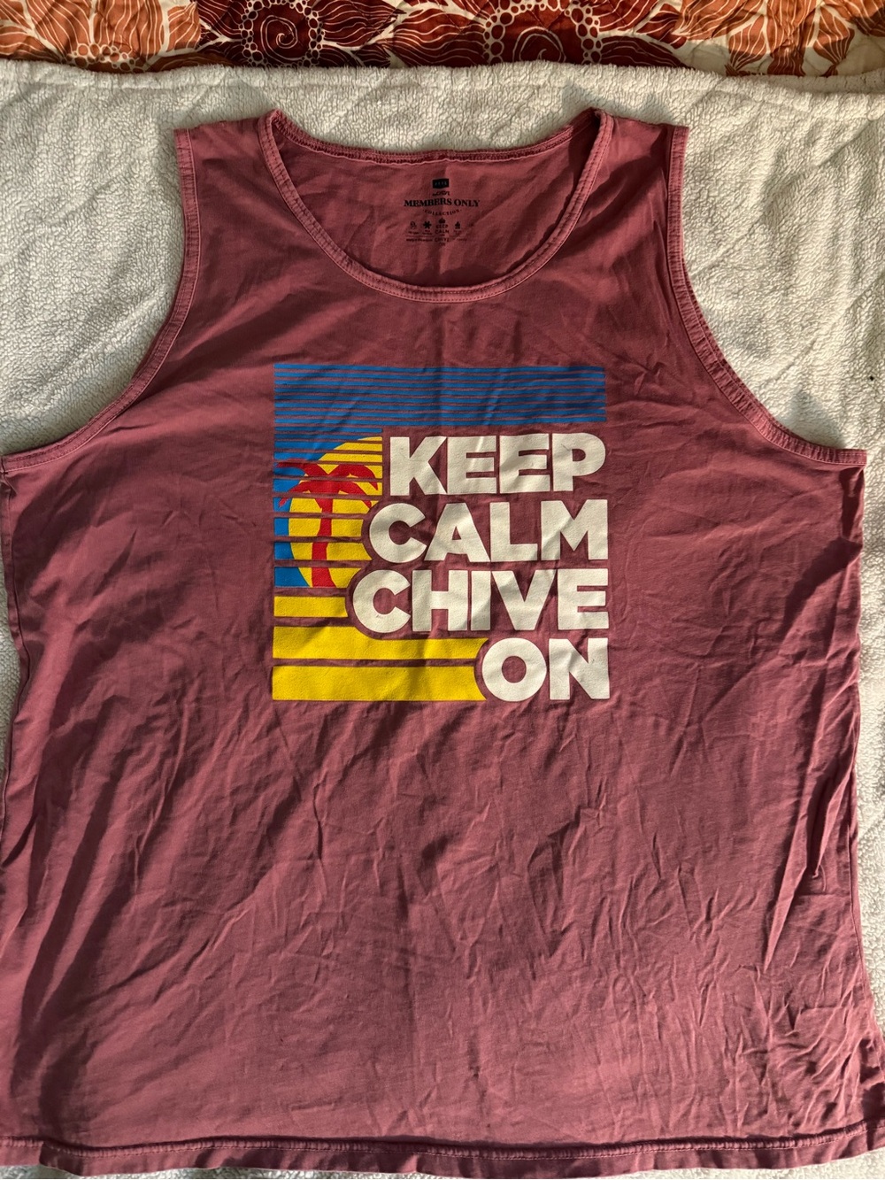 CKKO Men’s Keep Calm Chive On Tank Top - Dusty Rose XXXL